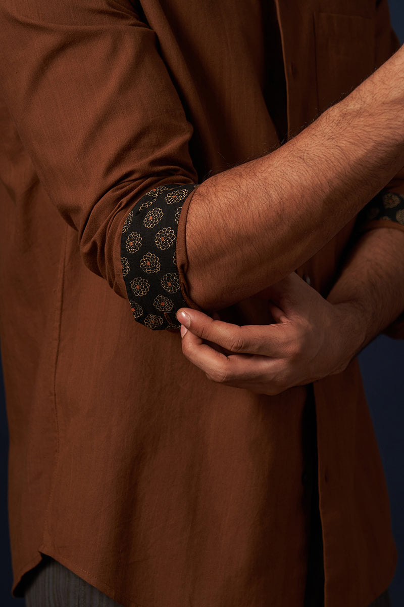 Mool Brown Handspun Handwowen Cotton Shirt