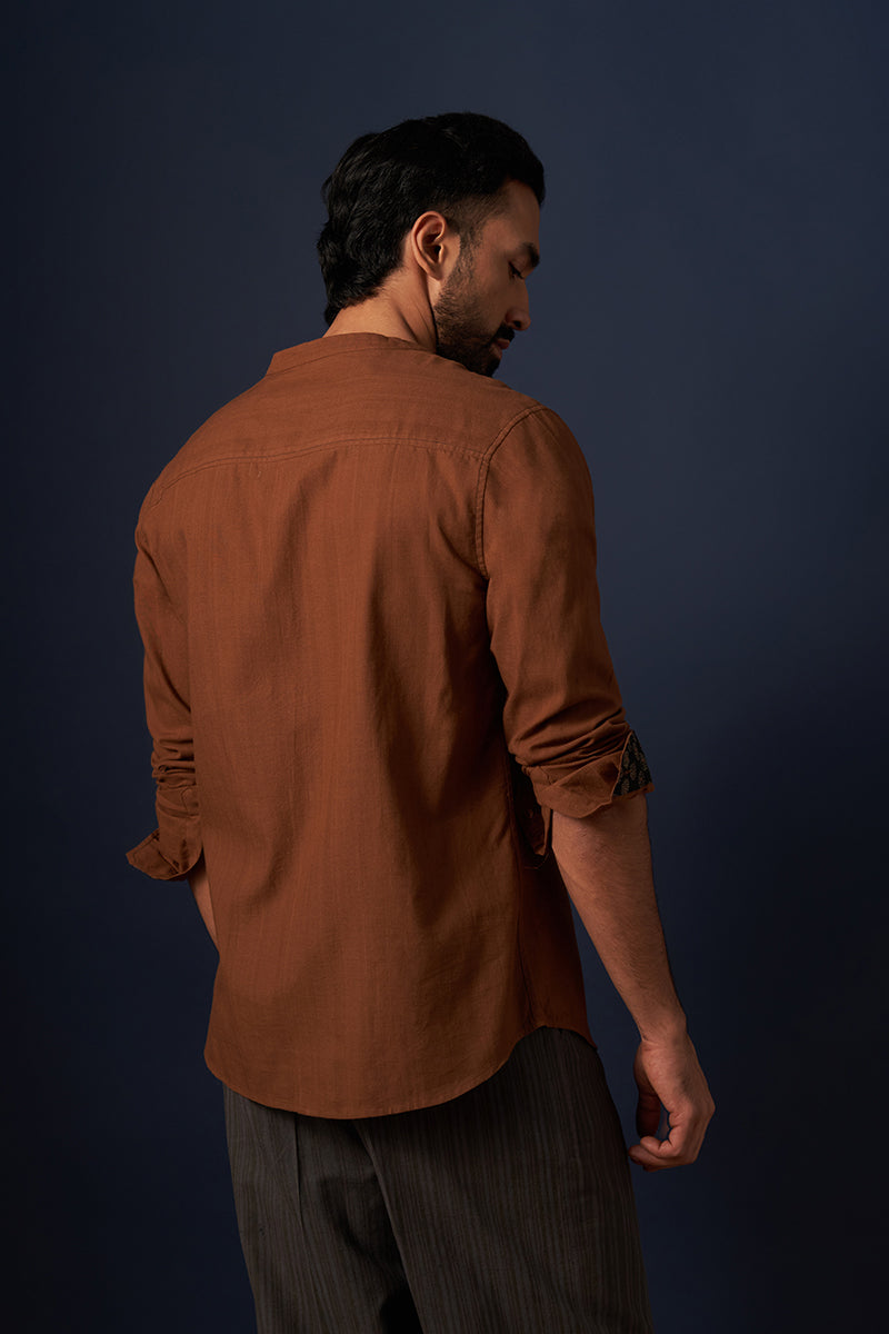 Mool Brown Handspun Handwowen Cotton Shirt