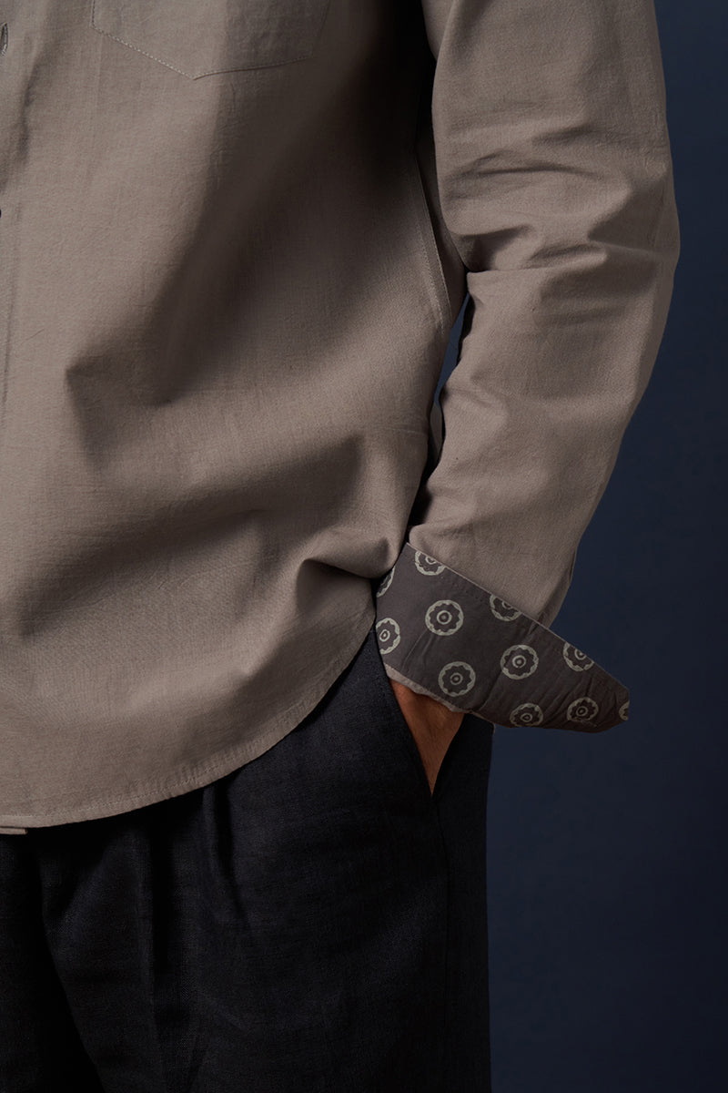 Aksh Grey Handspun Handwowen Cotton Shirt