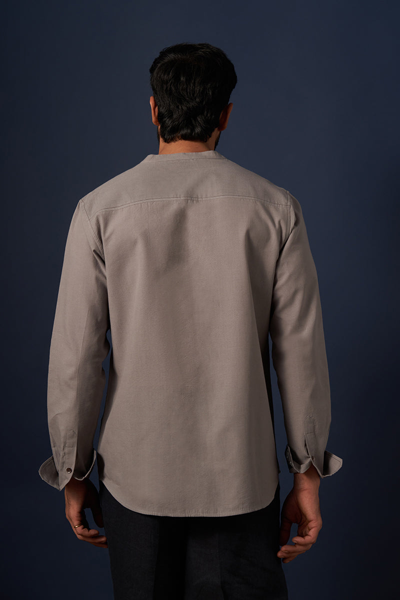 Aksh Grey Handspun Handwowen Cotton Shirt