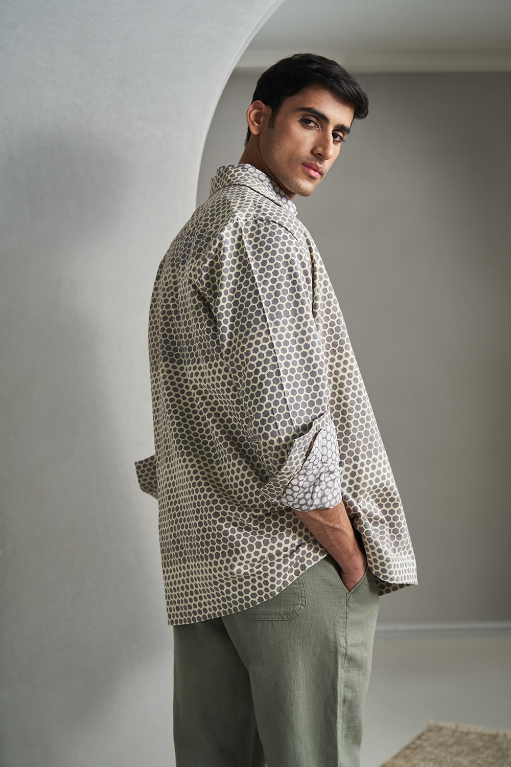 Grey Honeycomb Shacket
