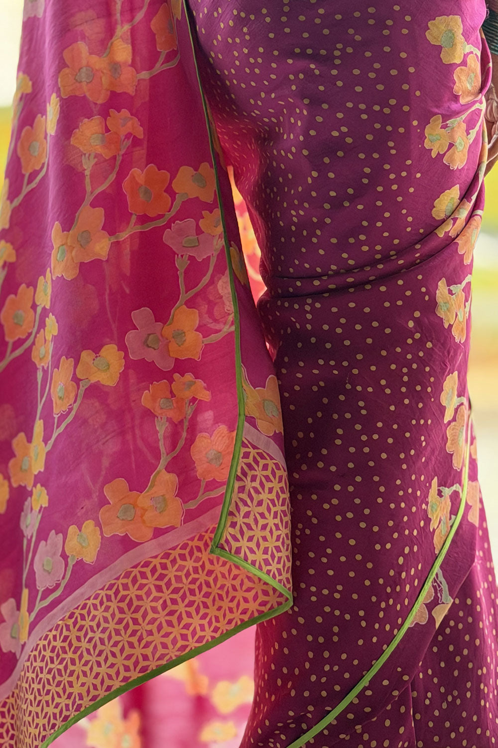 Brinda Mulberry Silk Hand Blockprinted Saree