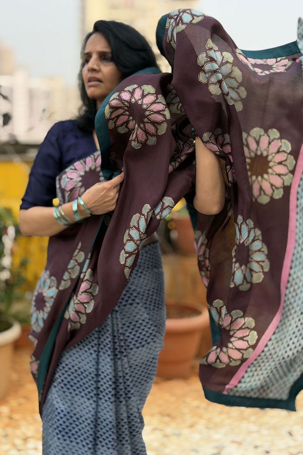 Sushma Mulberry Silk Hand Blockprinted Saree