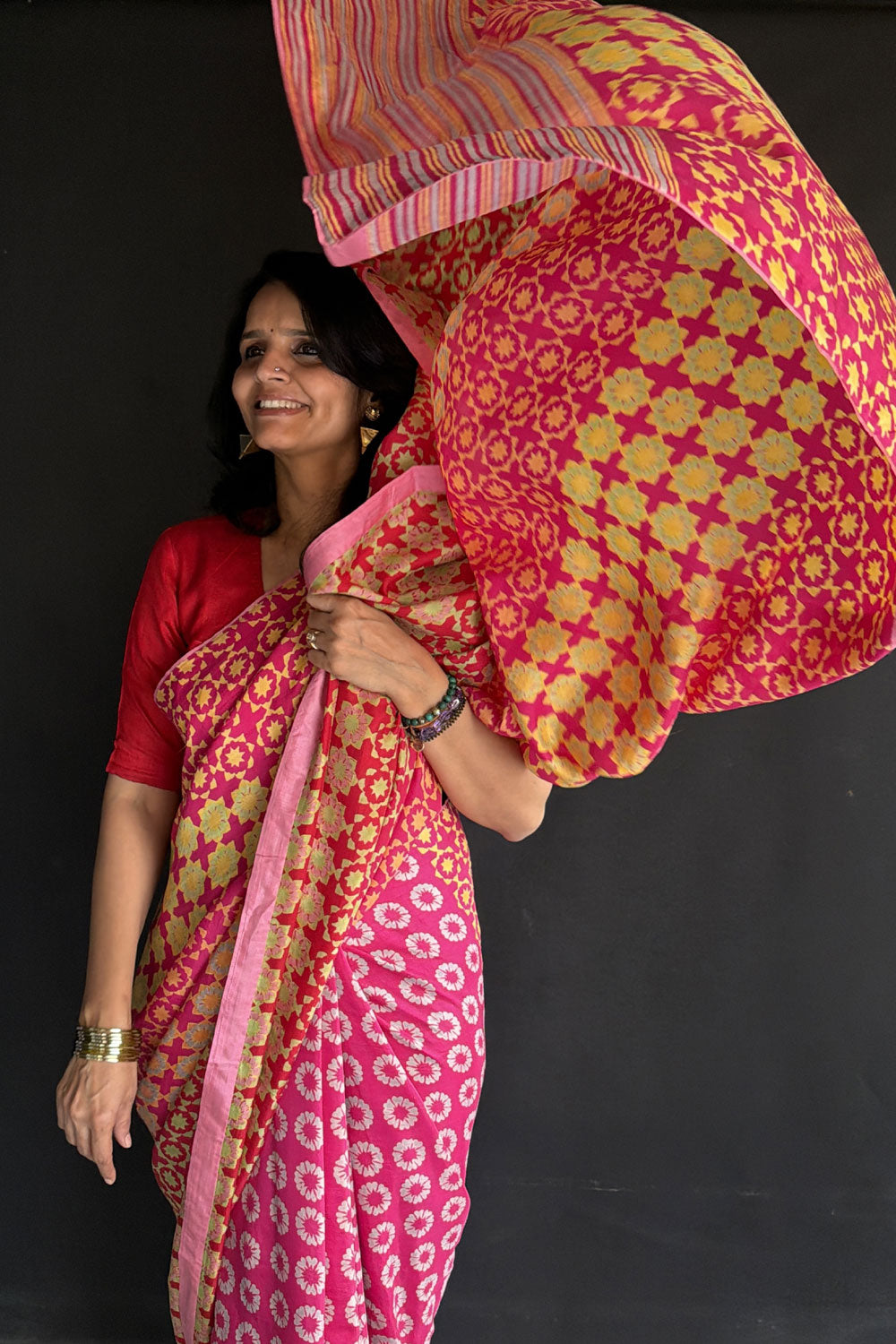 Aarti Mulberry Silk Hand Blockprinted Saree