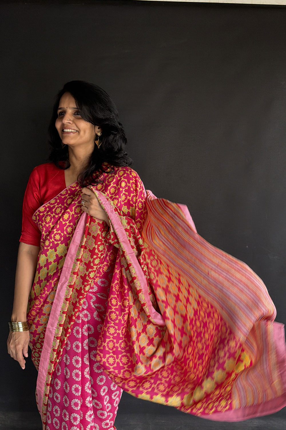 Aarti Mulberry Silk Hand Blockprinted Saree