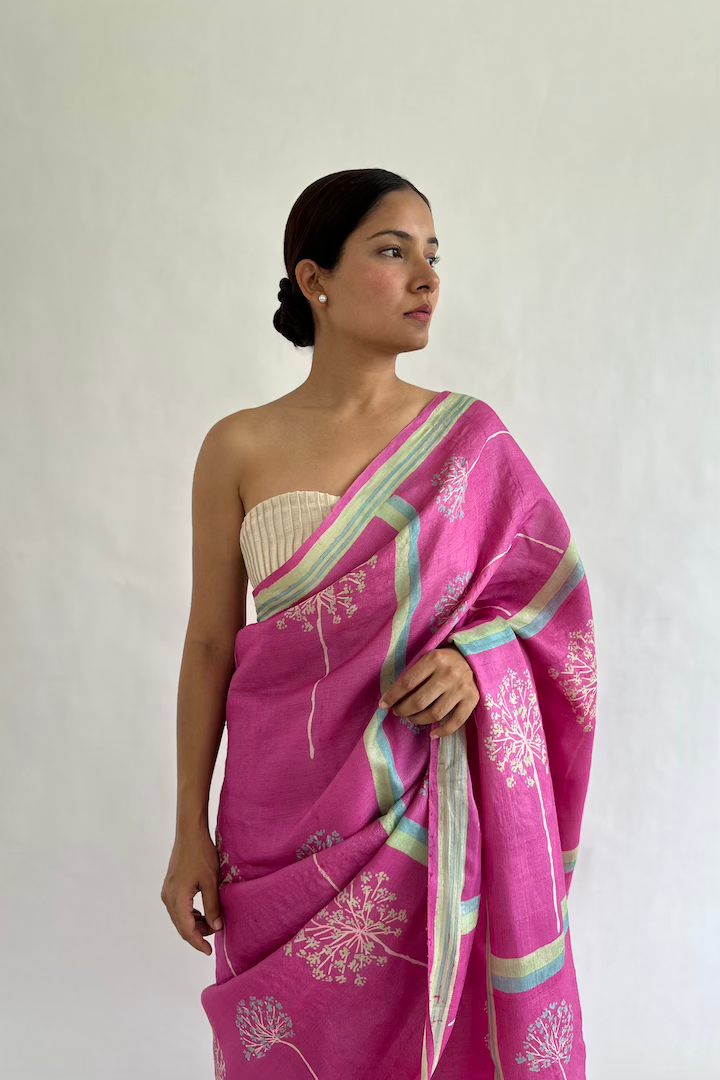 Manali Tussar Silk Hand Blockprinted Saree