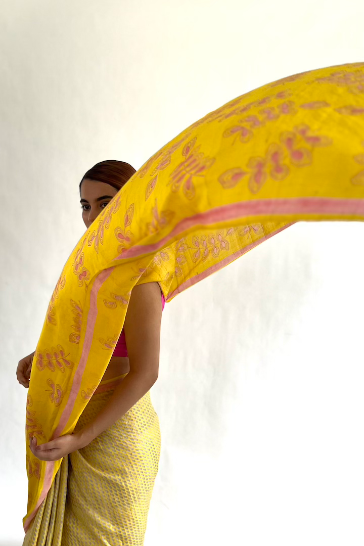 Munnar Tussar Silk Hand Blockprinted Saree