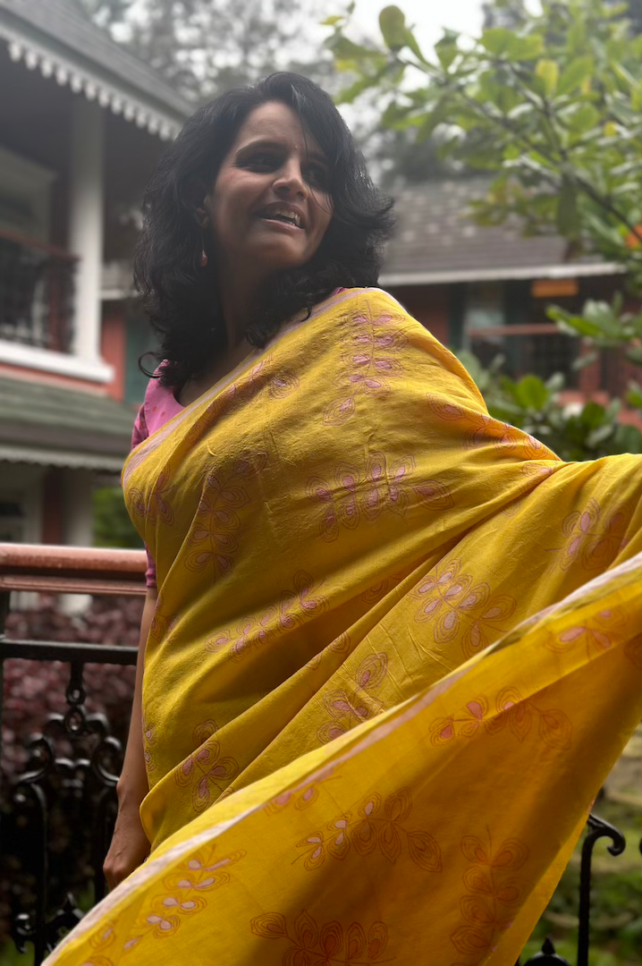 Munnar Tussar Silk Hand Blockprinted Saree
