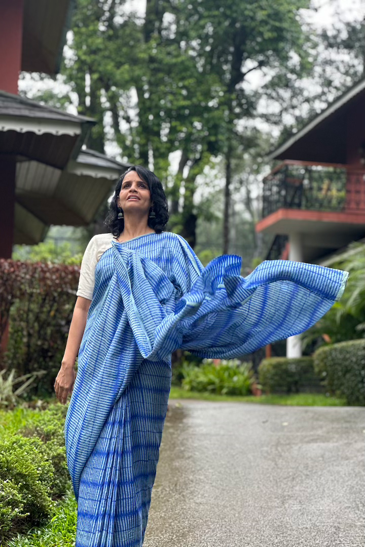Chamba Tussar Silk Hand Blockprinted Saree