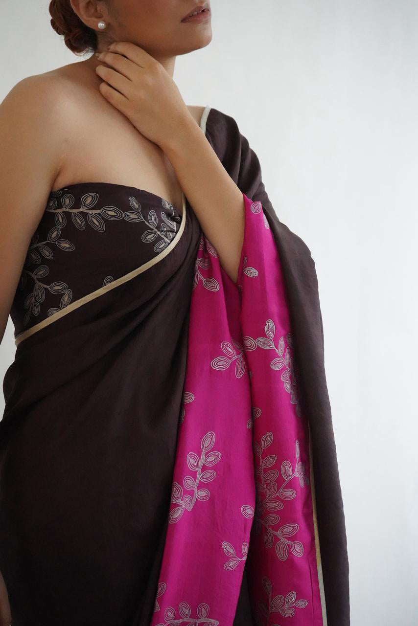 Athiya Mulberry Silk Flip Pallu Saree Brown Pink